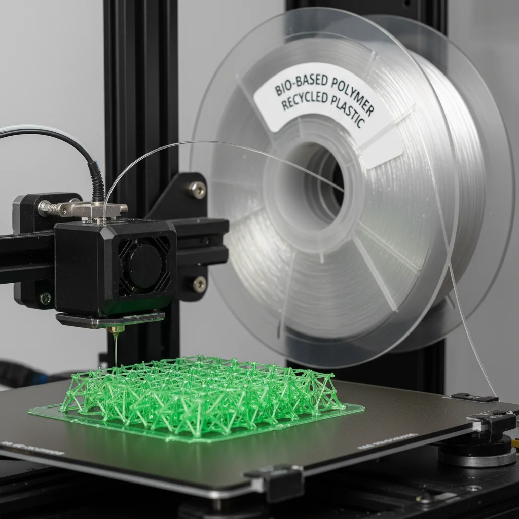 3D printer utilizing sustainable and recycled materials for production