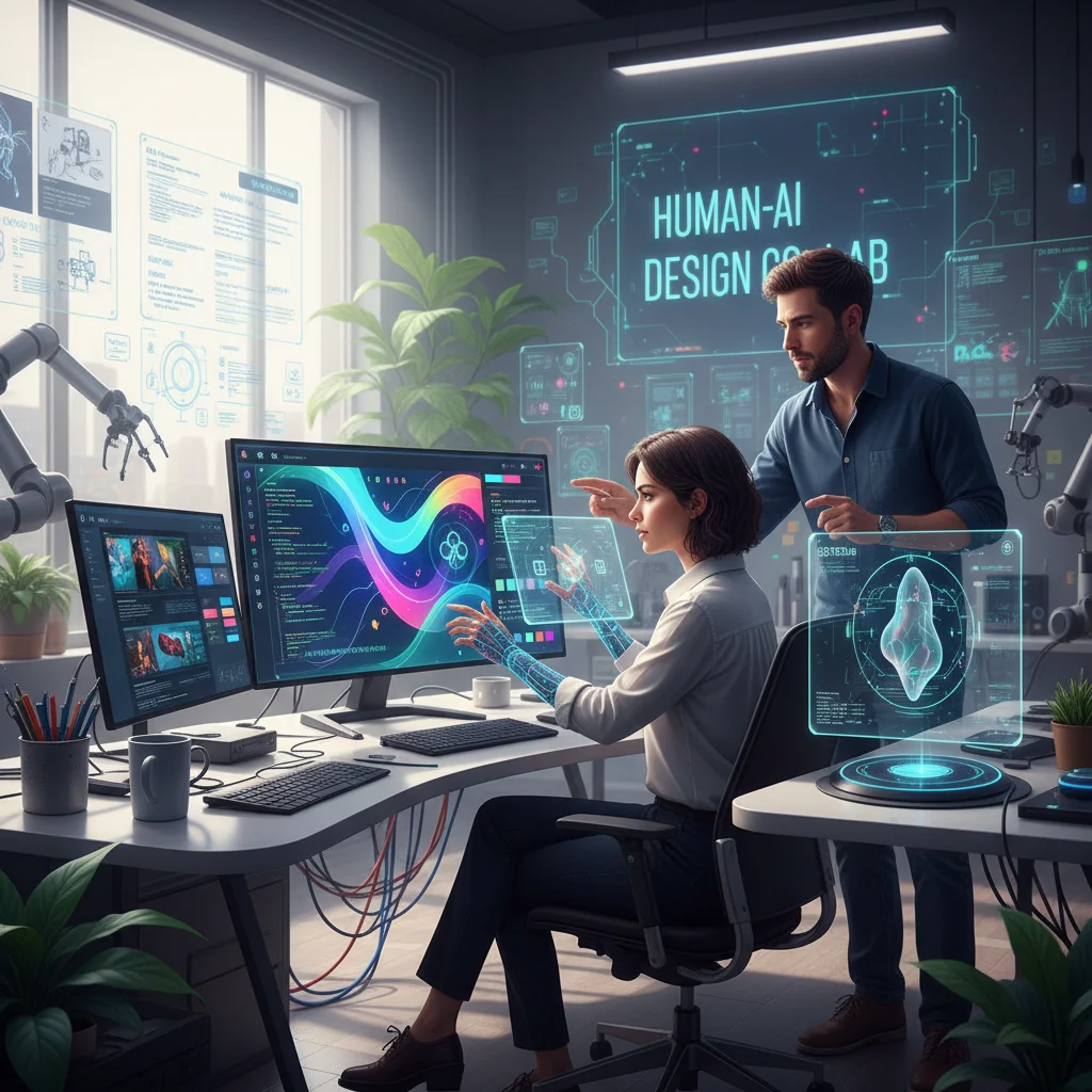 Graphic designer using AI tools for creative projects.