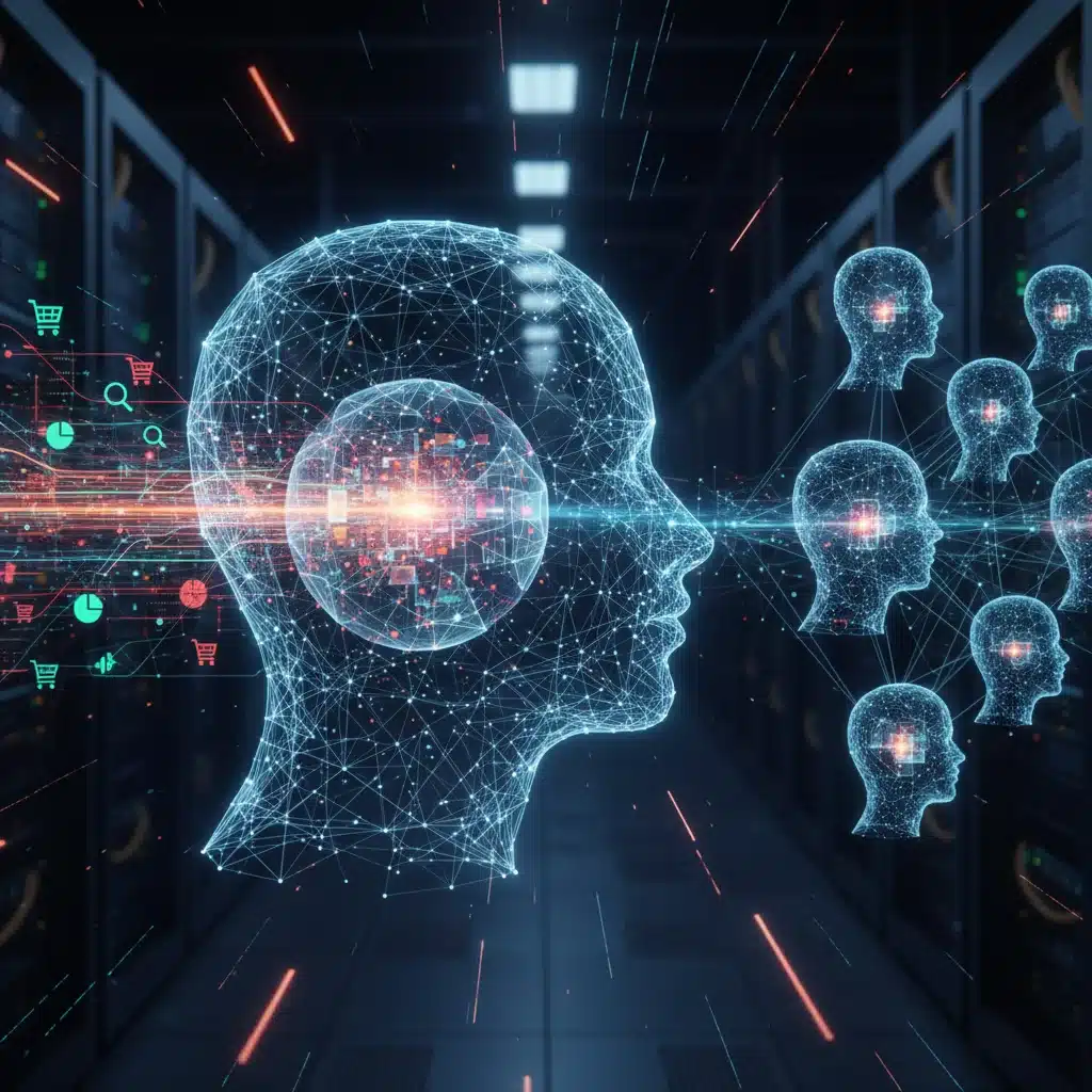 AI algorithm processing customer data for personalization