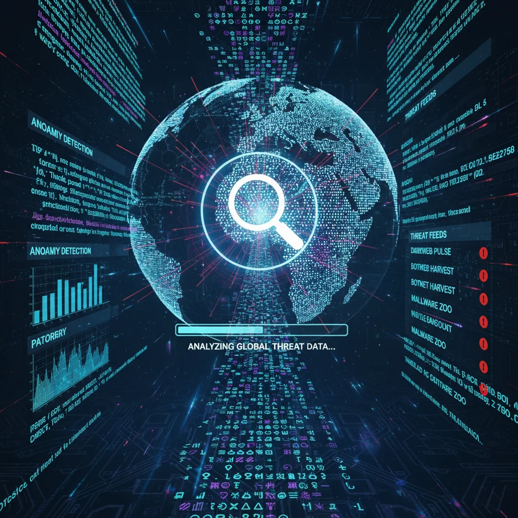 AI analyzing global cyber threat intelligence data