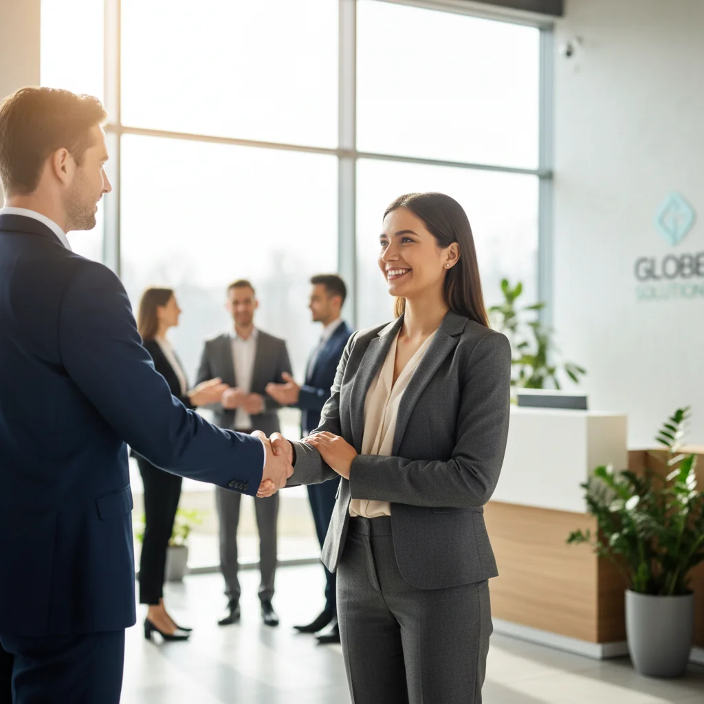 Professional handshake demonstrating proper American greeting etiquette