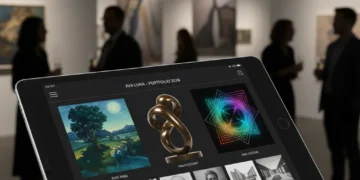 Modern digital art portfolio showcasing diverse artworks for artist success in 2026.