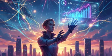 Artist navigating complex social media algorithms to boost online reach and engagement in 2026.