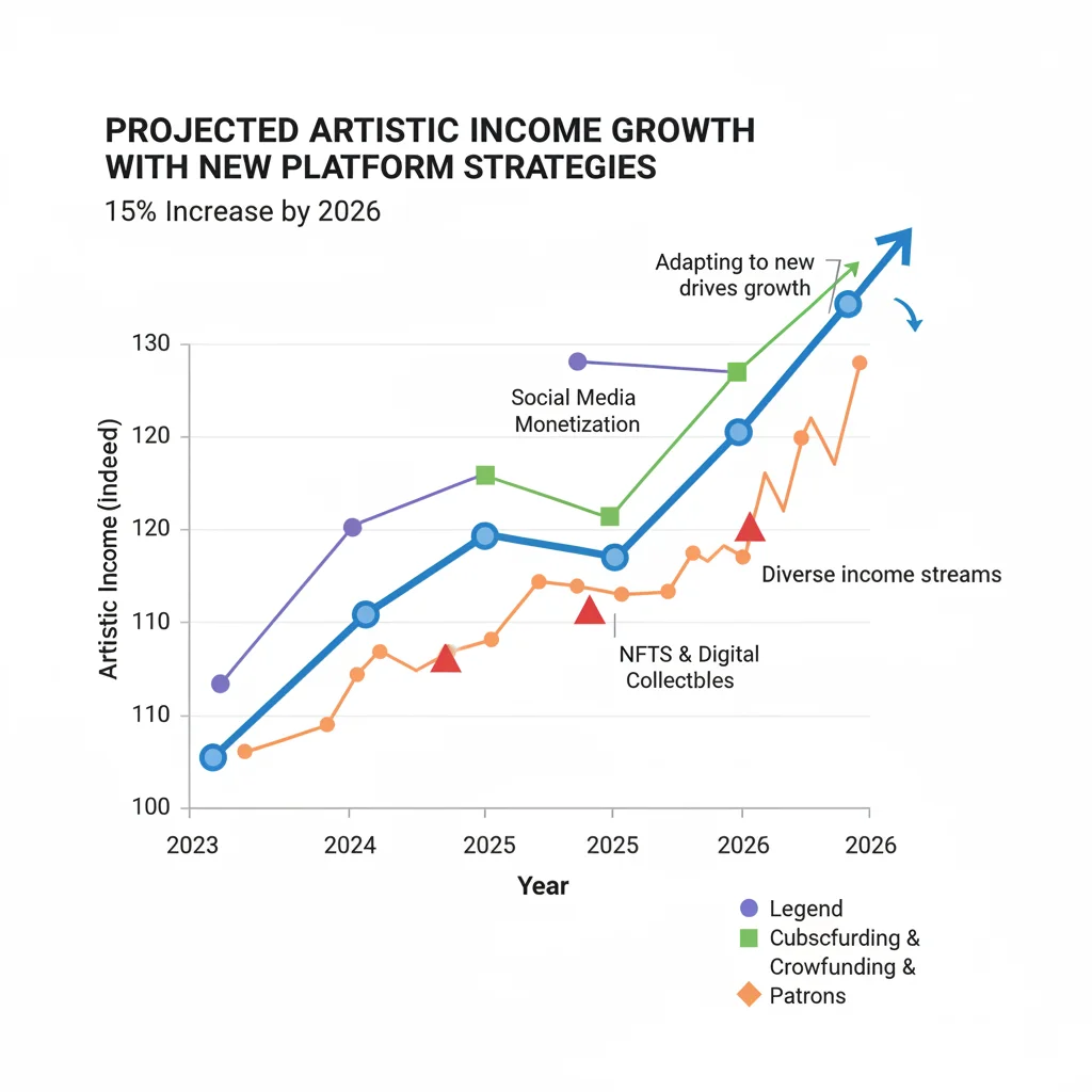 Graph illustrating a 15% increase in artistic income for creators adapting to future platforms by 2026.
