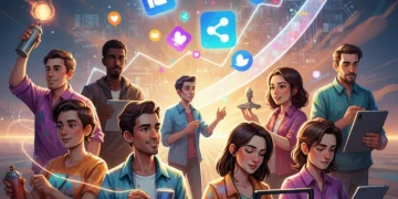 Artists collaborating online, growing personal brand
