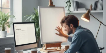 Person struggling with creative block at a desk in 2026