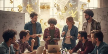 Diverse artists celebrating successful creative project funding applications