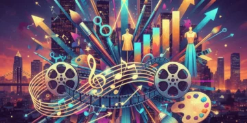 Cultural Trends Economic Impact 2026: American Spending Shifts Dynamic visual representing the economic impact of American cultural trends in 2026, with artistic and financial elements.