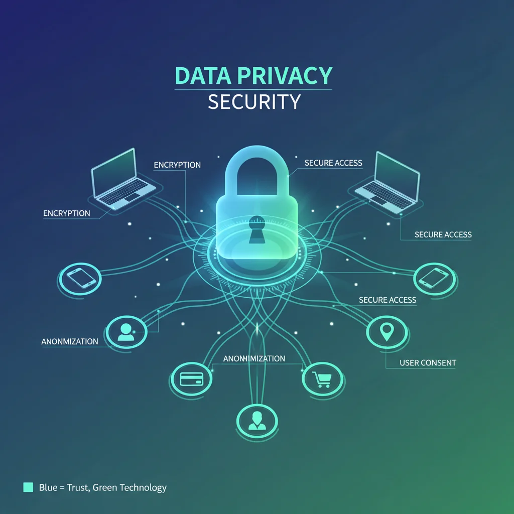 Infographic showing data privacy and security in the context of personalized AI