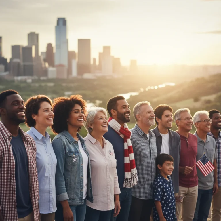 Diverse Americans united, representing evolving patriotism in 2026.