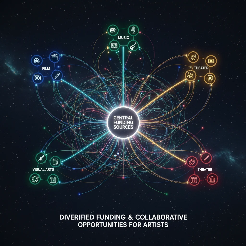 Interconnected network of diverse creative disciplines and funding sources