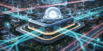 Edge computing infrastructure with data flowing from IoT devices