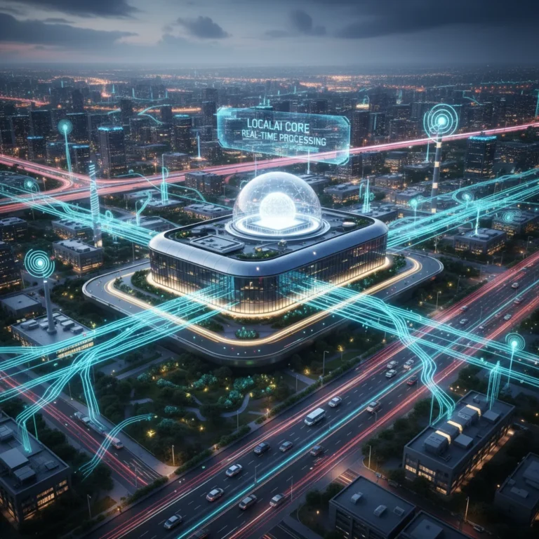 Edge computing infrastructure with data flowing from IoT devices