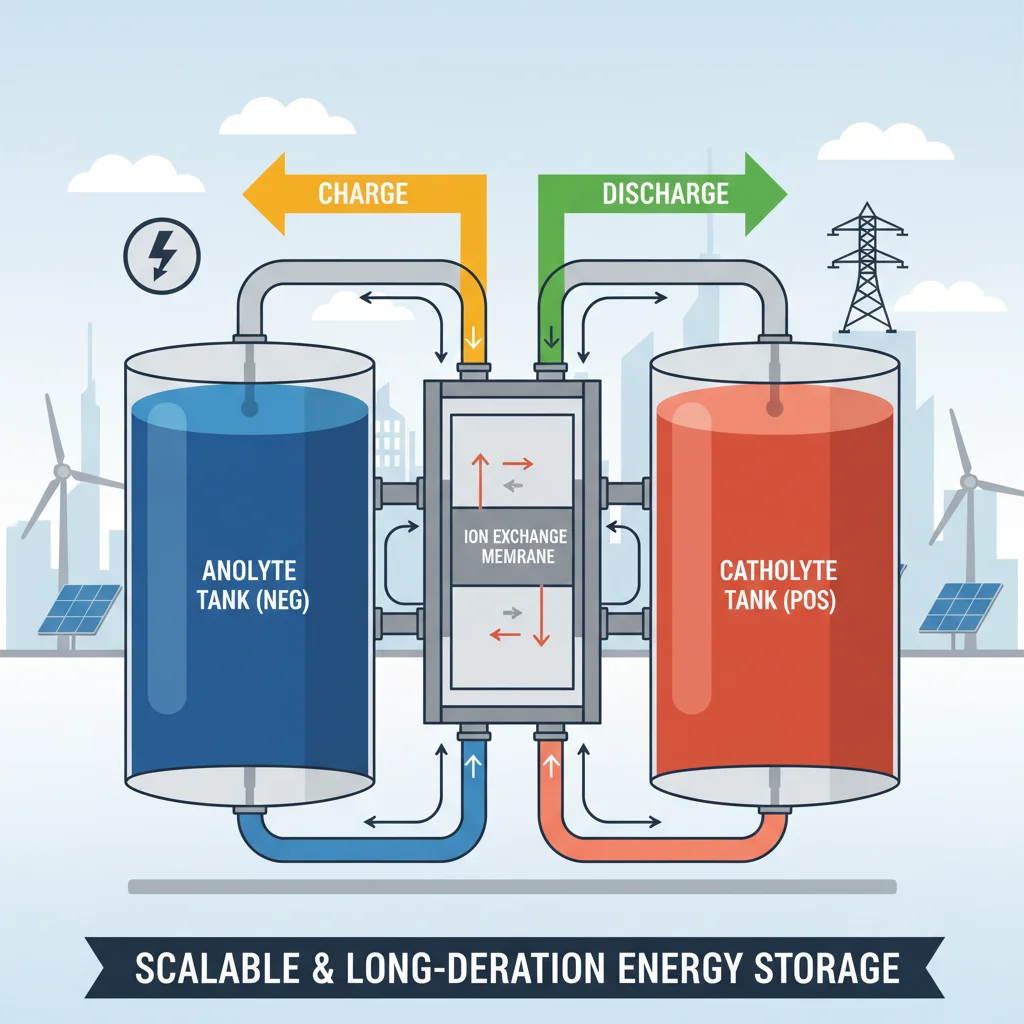 Diagram illustrating a large-scale flow battery system
