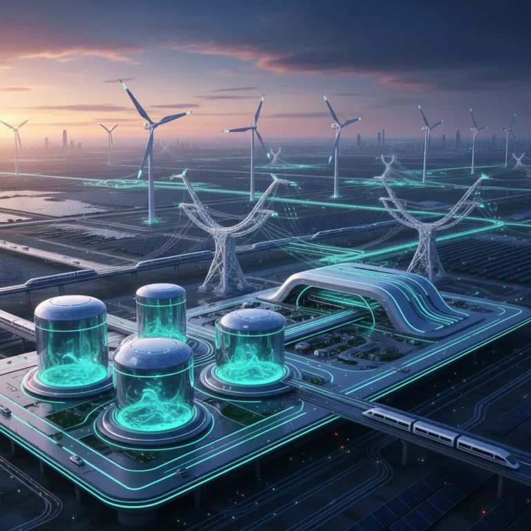 Futuristic sustainable energy storage facility with renewables