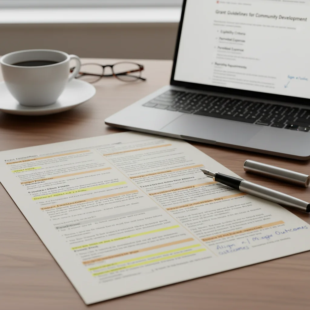 Meticulously prepared grant application form and strategic planning tools