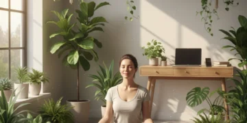 Person meditating peacefully, practicing mindfulness for stress reduction.