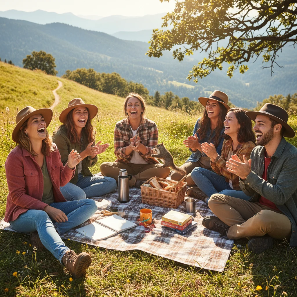 Friends enjoying outdoor activities, connecting without digital distractions