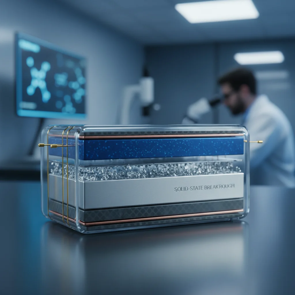 Close-up of a cutting-edge solid-state battery cell