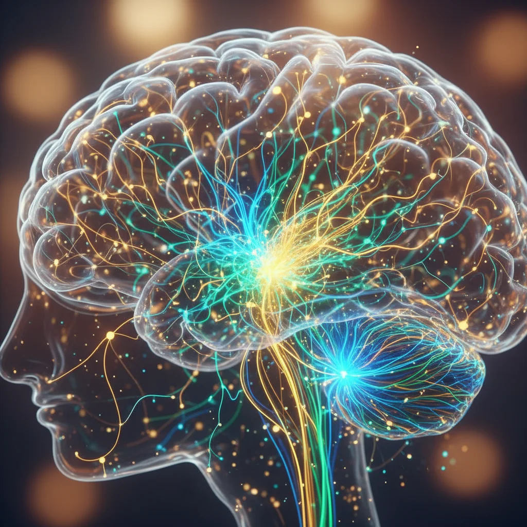 Brain showing strengthening neural pathways, representing neuroplasticity.