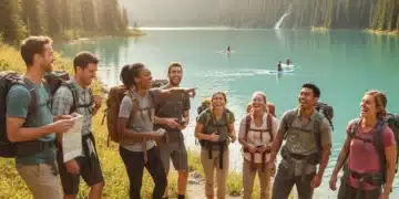 Group of friends enjoying outdoor activities without digital devices, embracing new American leisure trends.