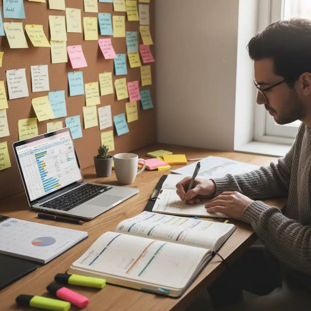 Person journaling and tracking progress for personal success.