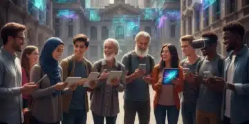 Decoding American Identity: 5 Recent Cultural Markers Emerging in Early 2026 Diverse Americans engaging with technology and community in a modern urban setting, symbolizing evolving cultural markers.